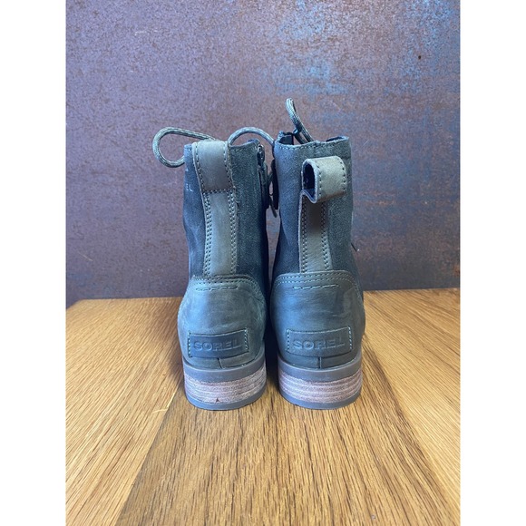 Sorel Emelie Women's Waterproof Green Leather Combat Boot size US 7.5 - Picture 4 of 7